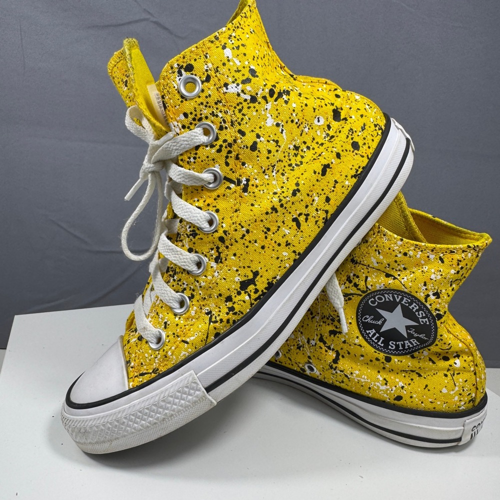 Converse Chuck Taylor All Star High Top Unisex Mens 6 Womens 8 Yellow Splatter